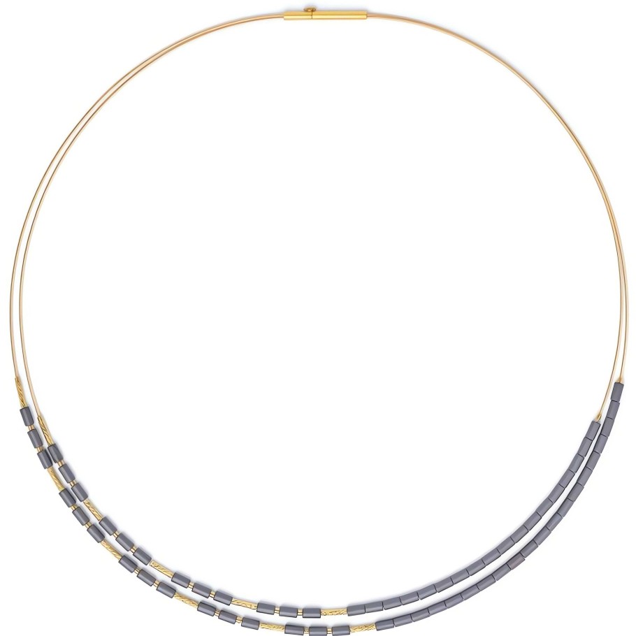 Necklaces Ritani | 24Kt Gold Plated Clanis Hematite Necklace