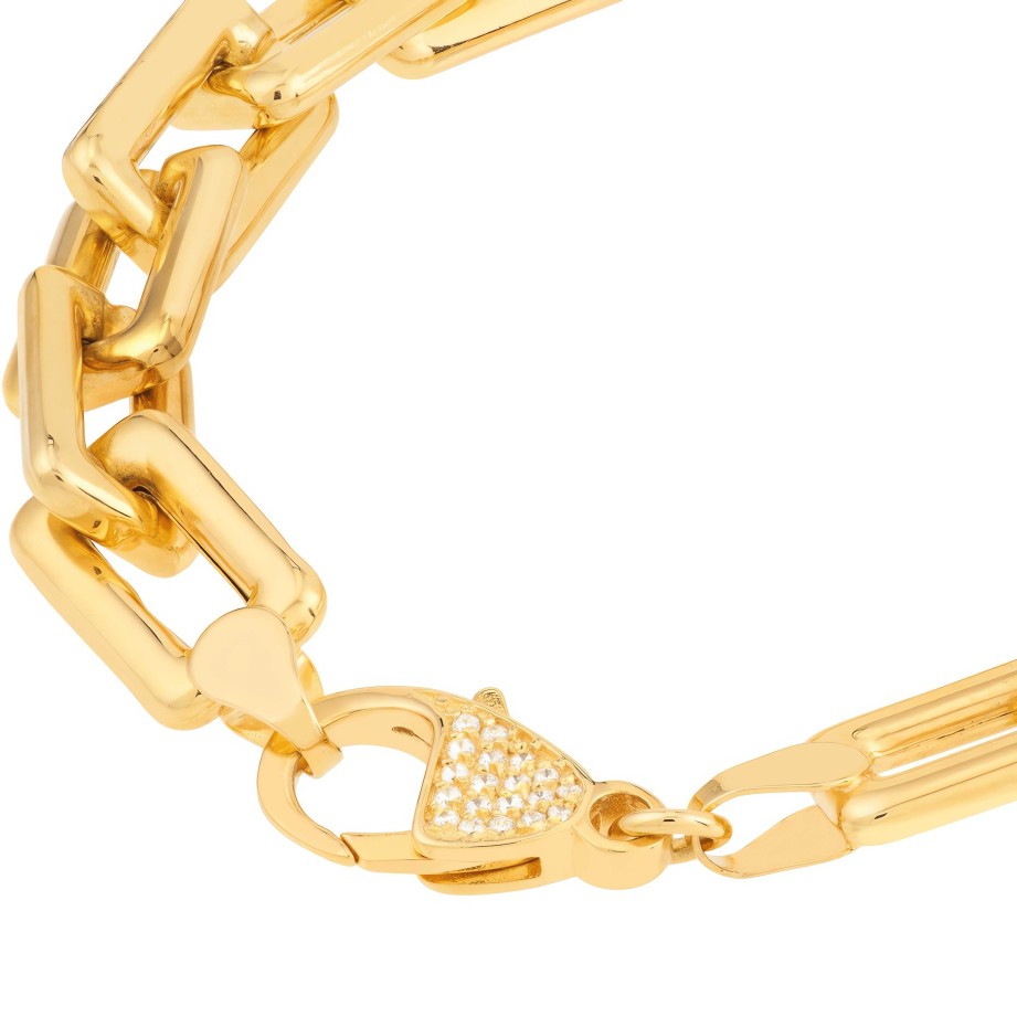 Bracelets Ritani | 14Kt Gold 0.12 Ctw Chunky Paper Clip Bracelet With Diamond Lock