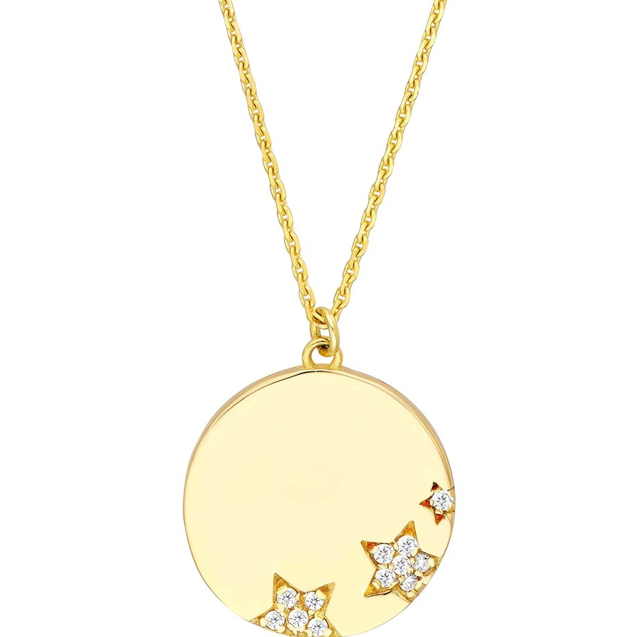 Necklaces Ritani | 14Kt Gold 0.05 Ctw Diamond Stars Medallion Necklace