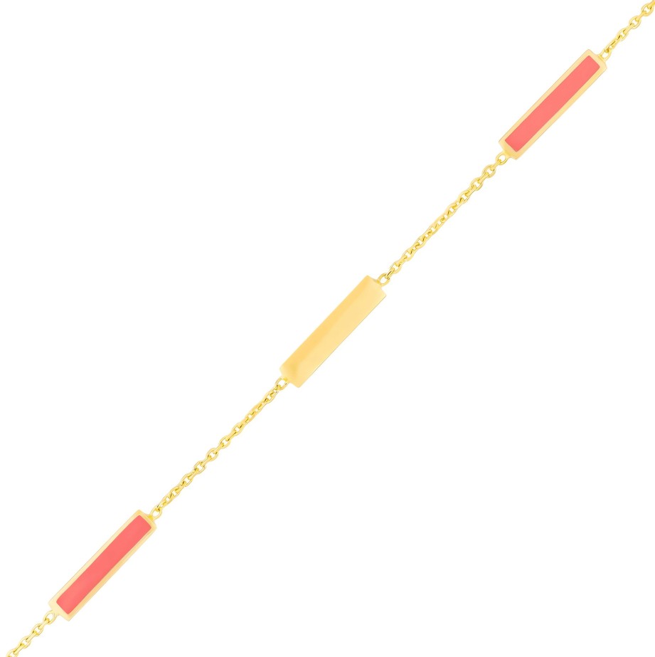 Bracelets Ritani | 14Kt Gold Neon Pink Enamel Alternating Bar Bracelet