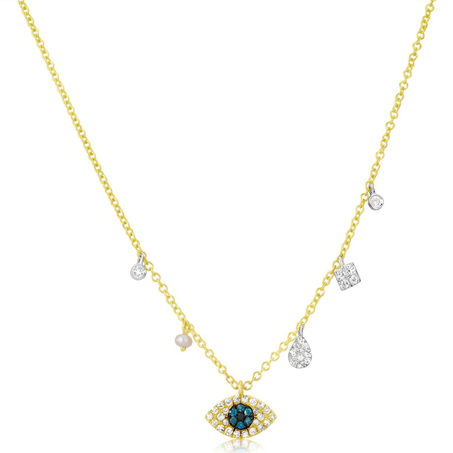 Necklaces Ritani | Meira T 14Kt Gold 0.16 Ctw Diamond Evil Eye Necklace