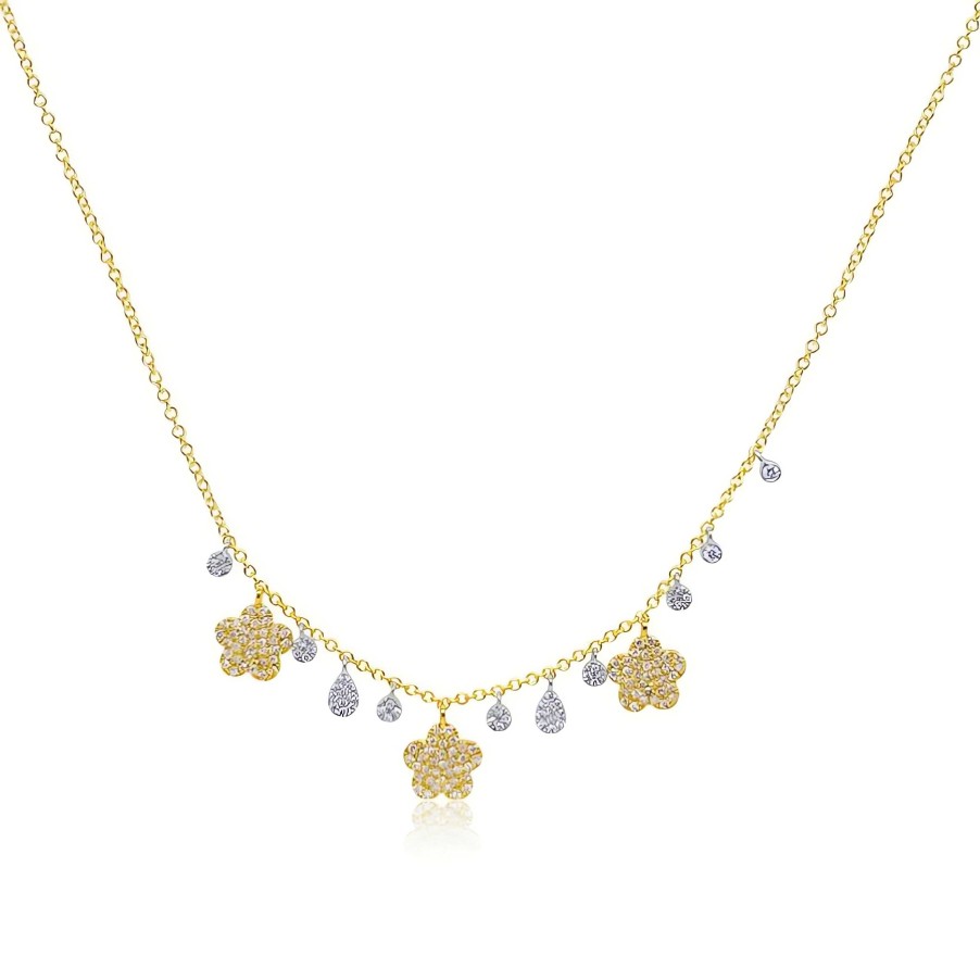 Necklaces Ritani | Meira T 14Kt Gold 0.40 Ctw Dainty Diamond Clover Necklace