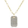 Necklaces Ritani | 14Kt Gold 1.31 Ctw Diamond Dog Tag Necklace On Paper Clip Chain