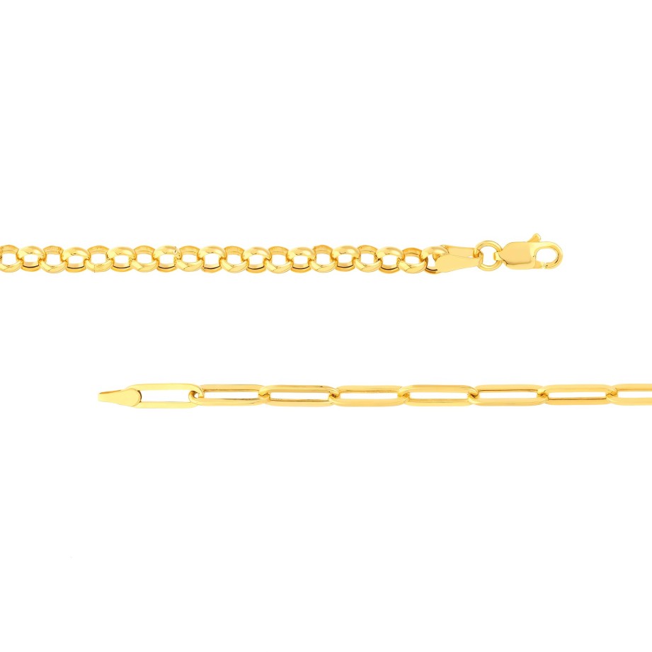 Bracelets Ritani | 14Kt Gold Half & Half Paper Clip & Rolo Chain Bracelet