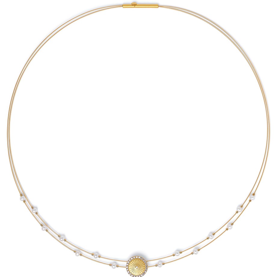 Necklaces Ritani | 24Kt Gold Plated Solaris Pearl Sun & Moon Necklace