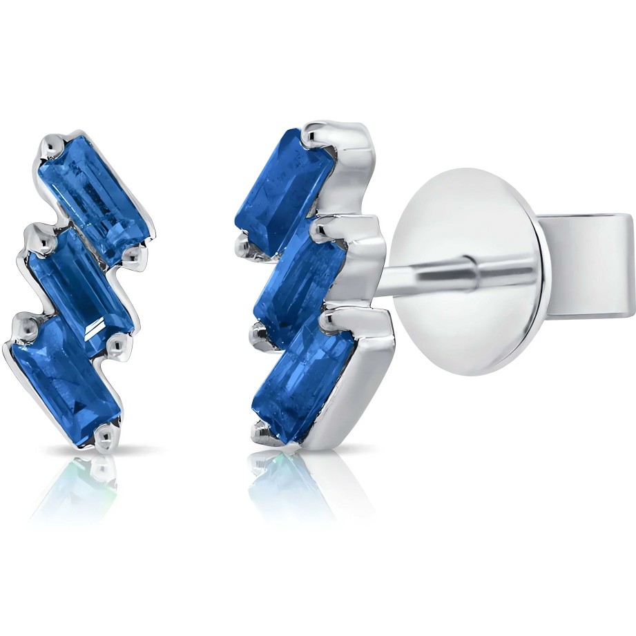 Earrings Ritani | 14Kt Gold 0.30 Ctw Blue Sapphire Baguette Stud Earrings